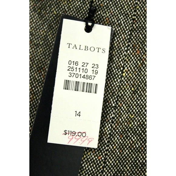 Talbots 14 Brown Tweed Hollywood High Waist Hepburn Wide Leg Wool Pants NWT - Picture 2 of 6